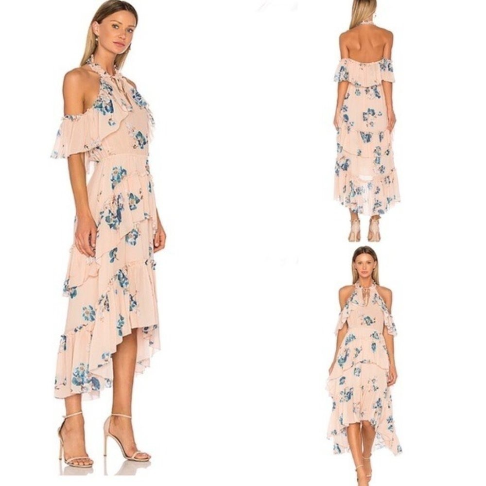 Ulla Johnson Dress Valentine Silk Floral Midi Dress in Brown Blush 2